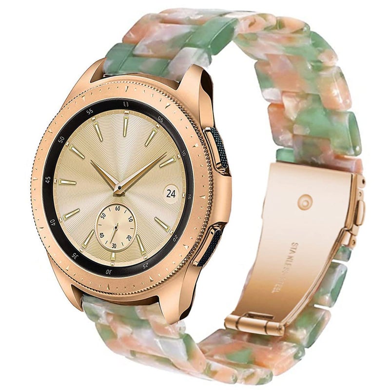 DEALELE Bands Compatible with Samsung Galaxy Watch 7 / FE / 6/6 Classic / 5/5 Pro / 4/4 Classic / 3 41mm / Huawei GT3 42mm, 20mm Colorful Resin Replacement Strap for Women Men (Pink-Green) - Image 1